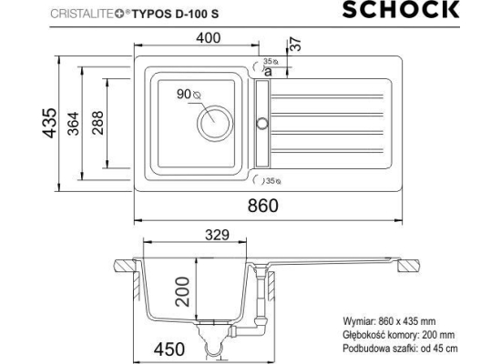 Zlew SCHOCK TYPOS D-100S CROMA (Cristalite) *** zamów wycięcie otworów GRATIS ***