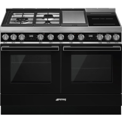 _RABAT_ | Kuchnia z płytą indukcyjną,gazową i grilem SMEG CPF120IGMPBL czarny | 120cm | czyszczenie pyroliza + parowe | linia PORTOFINO | + GRATIS rob