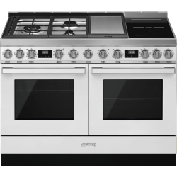 _RABAT_ | Kuchnia z płytą indukcyjną,gazową i grilem SMEG CPF120IGMPWH biały | 120cm | czyszczenie pyroliza + parowe | linia PORTOFINO | + GRATIS robo