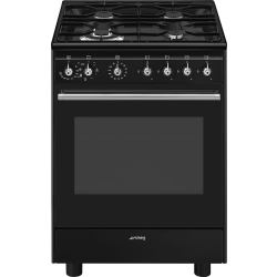 _RABAT_ | Kuchnia z płytą gazową SMEG CX61GMBL czarny | 60cm | czyszczenie parowe | linia CONCERTO | + GRATIS blender BLF03BLEU
