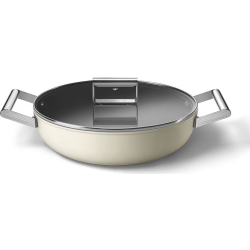 _RABAT_ | Patelnia głęboka z pokrywką SMEG DPF2812CRM kremowy mat | 28cm