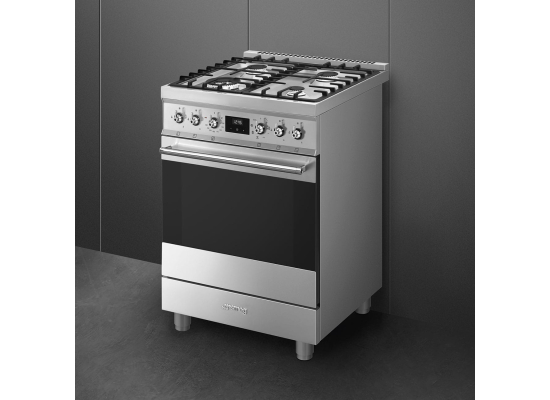 _RABAT_ | Kuchnia z płytą gazową SMEG C6GMX2 stal nierdzewna | 60cm | czyszczenie parowe | linia SYMFONIA | + GRATIS blender BLF03BLEU