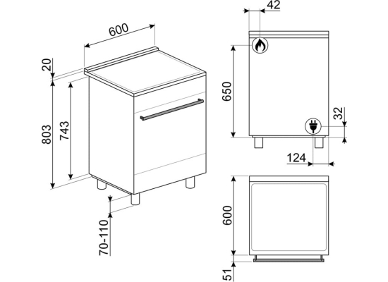 _RABAT_ | Kuchnia z płytą gazową SMEG C6GMX2 stal nierdzewna | 60cm | czyszczenie parowe | linia SYMFONIA | + GRATIS blender BLF03BLEU