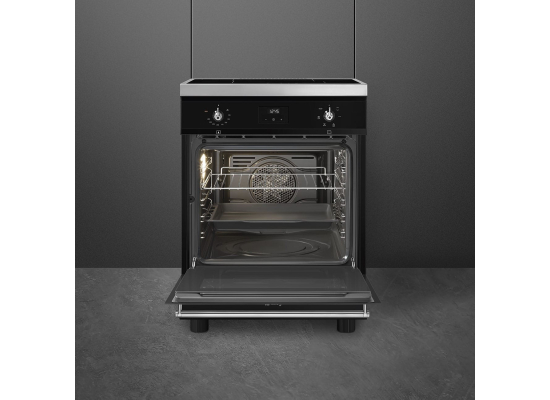 _RABAT_ | Kuchnia z płytą indukcyjną SMEG C6IMBLT2 czarny | 60cm | emalia Ever Clean | linia CONCERTO | + GRATIS blender BLF03BLEU