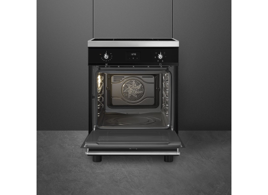 _RABAT_ | Kuchnia z płytą indukcyjną SMEG C6IMBLT2 czarny | 60cm | emalia Ever Clean | linia CONCERTO | + GRATIS blender BLF03BLEU