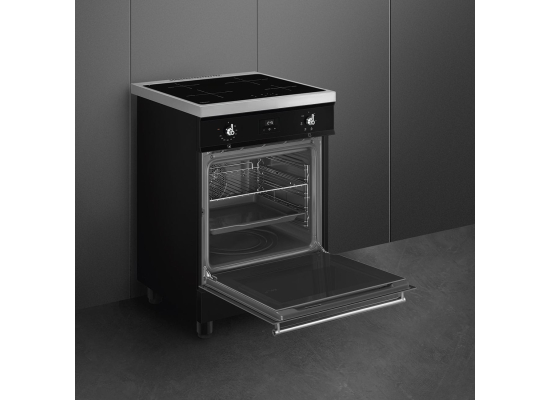 _RABAT_ | Kuchnia z płytą indukcyjną SMEG C6IMBLT2 czarny | 60cm | emalia Ever Clean | linia CONCERTO | + GRATIS blender BLF03BLEU