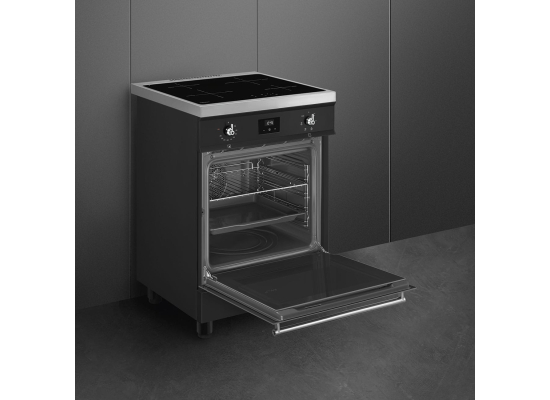 _RABAT_ | Kuchnia z płytą indukcyjną SMEG C6IMMBT2 czarny mat | 60cm | emalia Ever Clean | linia CONCERTO | + GRATIS blender BLF03BLEU