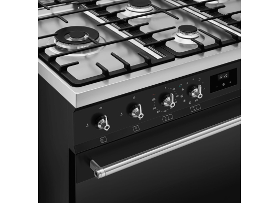 _RABAT_ | Kuchnia z płytą gazową SMEG C92GPMB2 czarny mat | 90cm | czyszczenie pyroliza | linia SYMFONIA | + GRATIS robot SMF05BLEU
