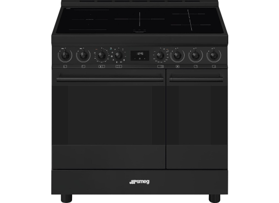 _RABAT_ | Kuchnia z płytą indukcyjną SMEG C92IPN2 czarny mat | 90cm | czyszczenie pyroliza | linia SYMFONIA | + GRATIS robot SMF05BLEU