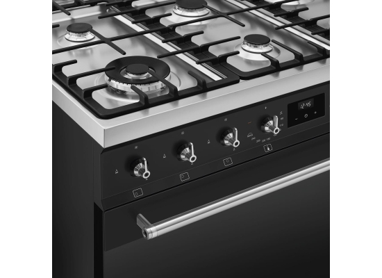 _RABAT_ | wysyłka 24H* | Kuchnia z płytą gazową SMEG C9GMMB2 czarny mat | 90cm | emalia Ever Clean | linia SYMFONIA | + GRATIS blender BLF03BLEU