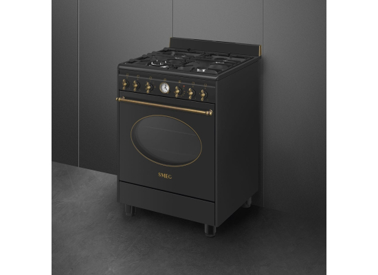 _RABAT_ | Kuchnia z płytą gazową SMEG CO60GMAN2 antracytowy | 60cm | czyszczenie parowe | linia COLONIALE | + GRATIS blender BLF03BLEU