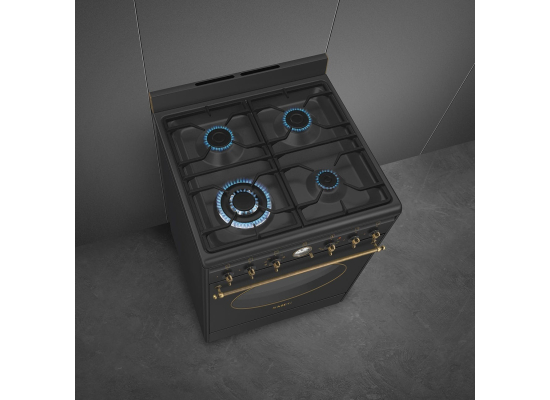 _RABAT_ | Kuchnia z płytą gazową SMEG CO60GMAN2 antracytowy | 60cm | czyszczenie parowe | linia COLONIALE | + GRATIS blender BLF03BLEU
