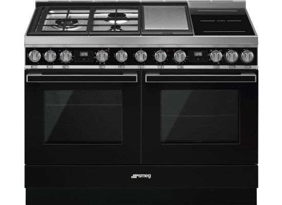 _RABAT_ | Kuchnia z płytą indukcyjną,gazową i grilem SMEG CPF120IGMPBL czarny | 120cm | czyszczenie pyroliza + parowe | linia PORTOFINO | + GRATIS rob