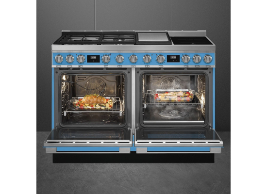 _RABAT_ | Kuchnia z płytą indukcyjną,gazową i grilem SMEG CPF120IGMPT turkusowy | 120cm | czyszczenie pyroliza + parowe | linia PORTOFINO | + GRATIS r