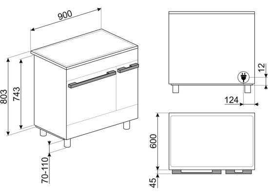 _RABAT_ | Kuchnia z płytą indukcyjną SMEG CPF92IMBL czarny | 90cm | czyszczenie parowe | linia PORTOFINO | + GRATIS robot SMF05BLEU