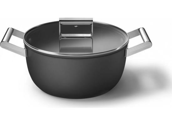 _RABAT_ | Garnek z pokrywką SMEG CSF2412BLM czarny mat | 24cm