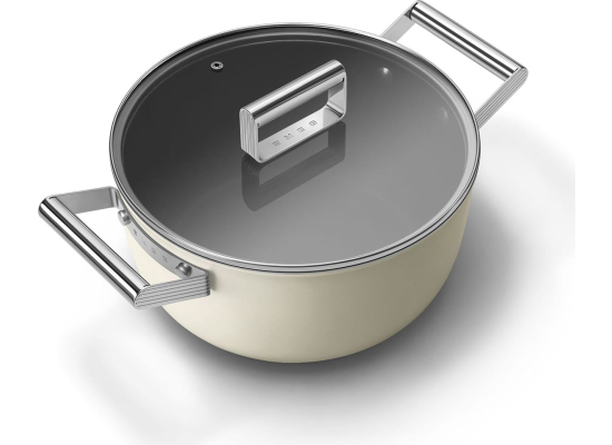 _RABAT_ | Garnek z pokrywką SMEG CSF2412CRM kremowy mat | 24cm