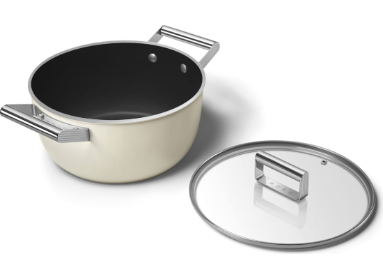 _RABAT_ | Garnek z pokrywką SMEG CSF2412CRM kremowy mat | 24cm