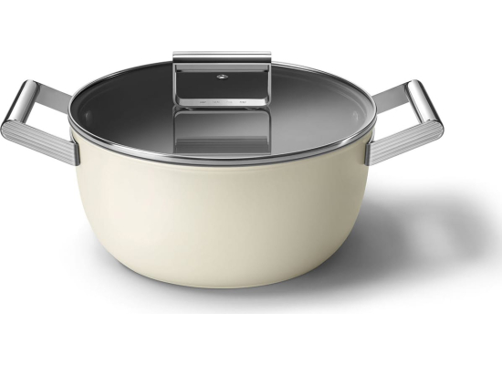 _RABAT_ | Garnek z pokrywką SMEG CSF2412CRM kremowy mat | 24cm