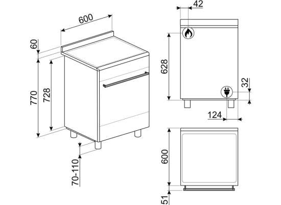 _RABAT_ | Kuchnia z płytą gazową SMEG CX60GMX stal nierdzewna | 60cm | czyszczenie parowe | linia CONCERTO | + GRATIS blender BLF03BLEU