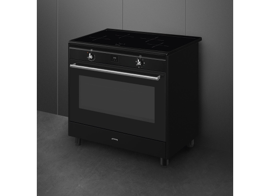 _RABAT_ | Kuchnia z płytą indukcyjną SMEG CX91IMBL czarny | 60cm | czyszczenie parowe | linia CONCERTO | + GRATIS blender BLF03BLEU