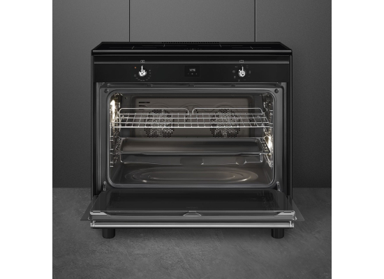_RABAT_ | Kuchnia z płytą indukcyjną SMEG CX91IMBL czarny | 60cm | czyszczenie parowe | linia CONCERTO | + GRATIS blender BLF03BLEU