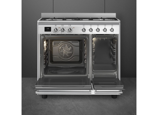 _RABAT_ | Kuchnia z płytą gazową SMEG CX92GM stal nierdzewna | 90cm | czyszczenie parowe | linia CONCERTO | + GRATIS blender BLF03BLEU