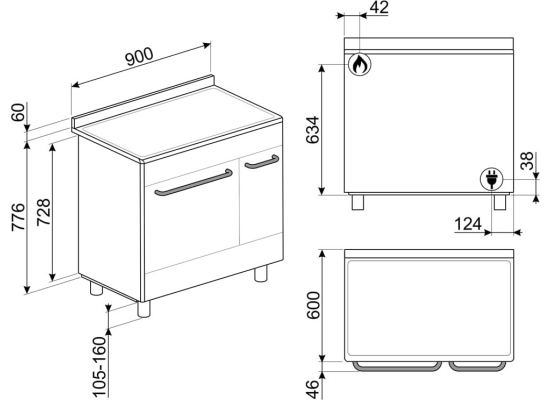 _RABAT_ | Kuchnia z płytą gazową SMEG CX92GM stal nierdzewna | 90cm | czyszczenie parowe | linia CONCERTO | + GRATIS blender BLF03BLEU