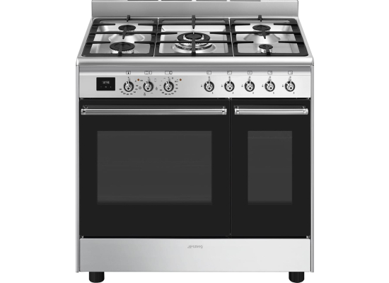 _RABAT_ | Kuchnia z płytą gazową SMEG CX92GM stal nierdzewna | 90cm | czyszczenie parowe | linia CONCERTO | + GRATIS blender BLF03BLEU