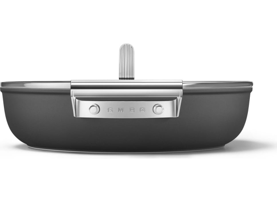 _RABAT_ | Patelnia głęboka z pokrywką SMEG DPF2812BLM czarny mat | 28cm
