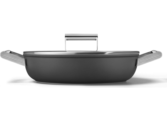 _RABAT_ | Patelnia głęboka z pokrywką SMEG DPF2812BLM czarny mat | 28cm