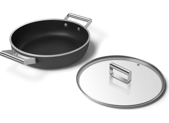 _RABAT_ | Patelnia głęboka z pokrywką SMEG DPF2812BLM czarny mat | 28cm