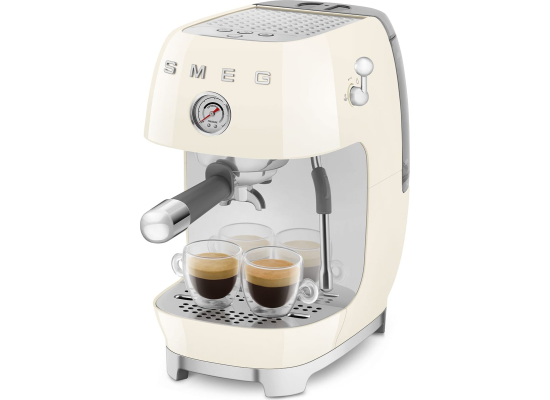 _RABAT_ | Ekspres kolbowy SMEG ECF03CREU kremowy | funkcja ColdBrew | linia 50's STYLE