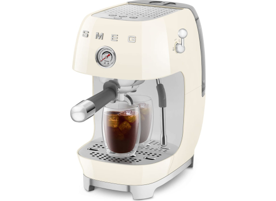 _RABAT_ | Ekspres kolbowy SMEG ECF03CREU kremowy | funkcja ColdBrew | linia 50's STYLE