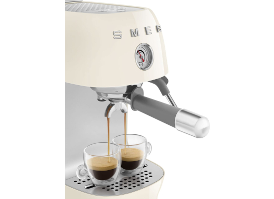 _RABAT_ | Ekspres kolbowy SMEG ECF03CREU kremowy | funkcja ColdBrew | linia 50's STYLE