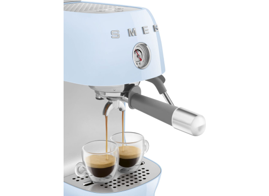_RABAT_ | wysyłka 24H* | Ekspres kolbowy SMEG ECF03PBEU pastelowy błękit | funkcja ColdBrew | linia 50's STYLE