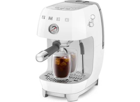 _RABAT_ | wysyłka 24H* | Ekspres kolbowy SMEG ECF03WHEU biały połysk | funkcja ColdBrew | linia 50's STYLE