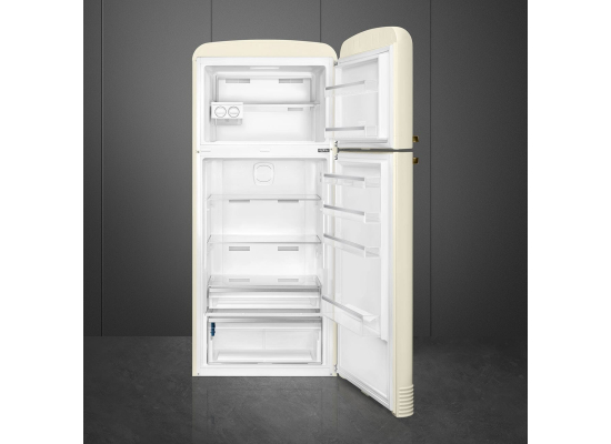 _RABAT_ | Lodówka wolnostojąca SMEG FAB50RCRB5 kremowy (uchwyty w kolorze mosiężnym) | zawiasy po PRAWEJ | 188cm | linia 50's STYLE