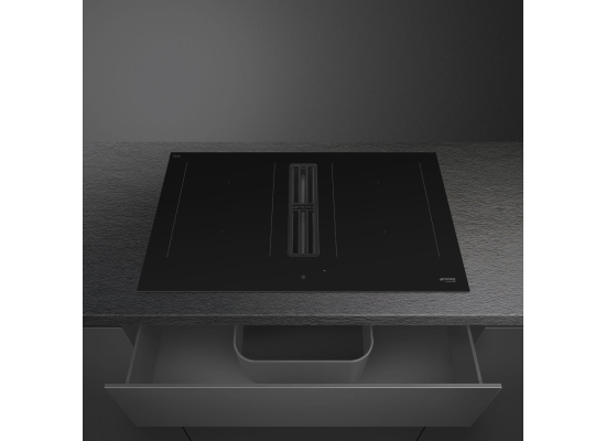 _RABAT_ | Płyta indukcyjna z okapem SMEG HOBD482D2 czarne szkło | 83cm | 650 m3/h | linia UNIVERSAL