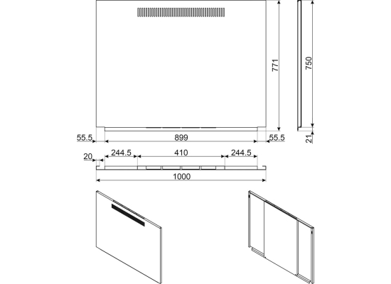 _RABAT_ | Płyta przeciwtłuszczowa SMEG KIT1A2PY-81 stal nierdzewna (100x75 cm) do kuchni wolnostojącej Opera (A2) | linia OPERA