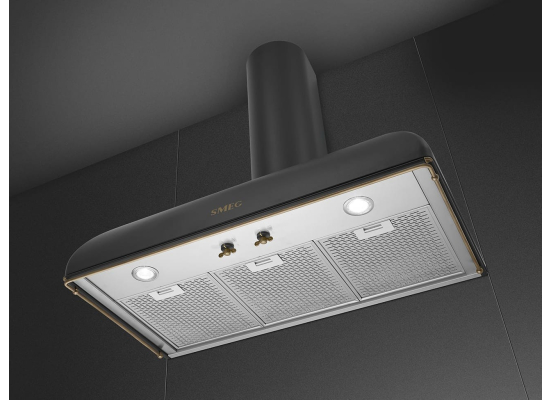 _RABAT_ | Okap przyścienny SMEG KS89AOE antracyt (pokrętła z mosiądzu) | 90cm | 788 m3/h | linia COLONIALE