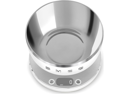 _RABAT_ | wysyłka 24H* | Waga kuchenna SMEG KSC01WHMWW biały mat | misa stalowa 1,8l | bateria Li-Ion 1200 mAh | linia COLLEZIONE