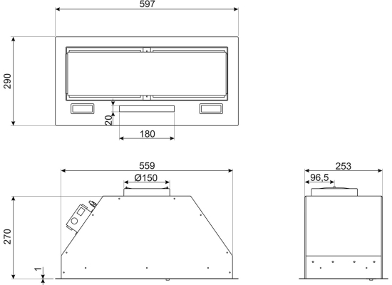 _RABAT_ | Okap do zabudowy SMEG KSG6P4MB czarny mat | 60cm | 660 m3/h | linia UNIVERSAL