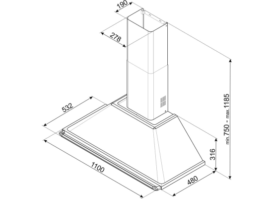 _RABAT_ | Okap przyścienny SMEG KT110GRE niebieskoszary | 110cm | 788 m3/h | linia VICTORIA