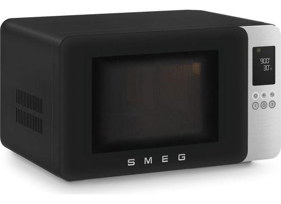 _RABAT_ | Kuchenka mikrofalowa wolnostojąca SMEG MOC01BLMEU czarny mat | funkcja grilla | linia COLLEZIONE