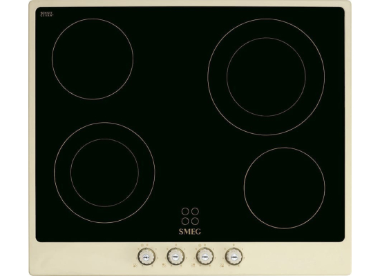 _RABAT_ | wysyłka 24H* | Płyta ceramiczna SMEG P864PO kremowy + czarne szkło (pokrętła z mosiądzu) | linia COLONIALE