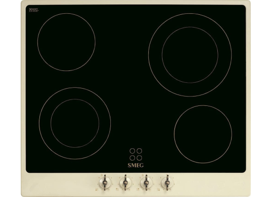 _RABAT_ | wysyłka 24H* | Płyta ceramiczna SMEG P864PO kremowy + czarne szkło (pokrętła z mosiądzu) | linia COLONIALE