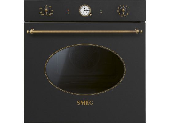 _RABAT_ | wysyłka 24H* | Piekarnik SMEG SFP68C1TAO antracytowy (pokrętła z mosiądzu) | czyszczenie pyroliza | linia COLONIALE