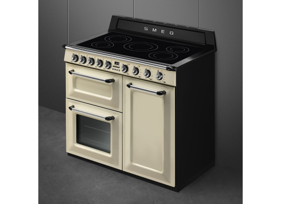 _RABAT_ | Kuchnia z płytą indukcyjną SMEG TR103IP2 kremowy | 100cm | czyszczenie parowe | linia VICTORIA | + GRATIS robot SMF05BLEU