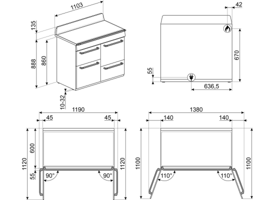 _RABAT_ | Kuchnia z płytą gazową SMEG TR4110P1 kremowy | 110cm | czyszczenie parowe | linia VICTORIA | + GRATIS robot SMF05BLEU
